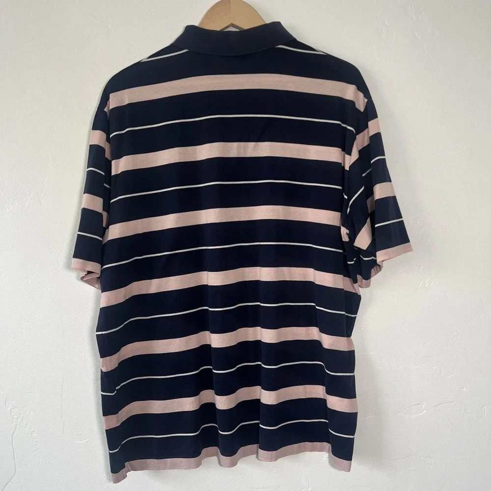 Polo Golf Ralph Lauren Men's XL Navy/Pink Striped 100% Pima Cotton